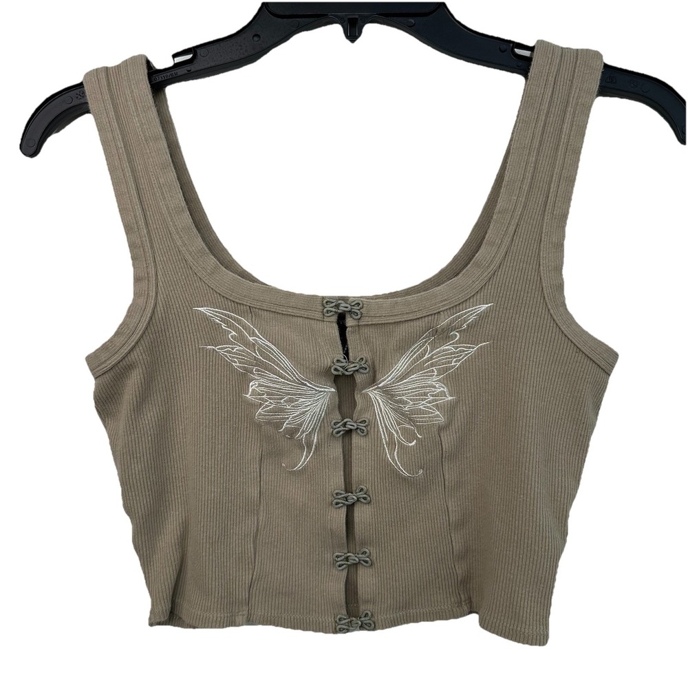 Forever 21 Corset Crop Top Size Small Y2K Butterfly Biker Fairy Festival Concert